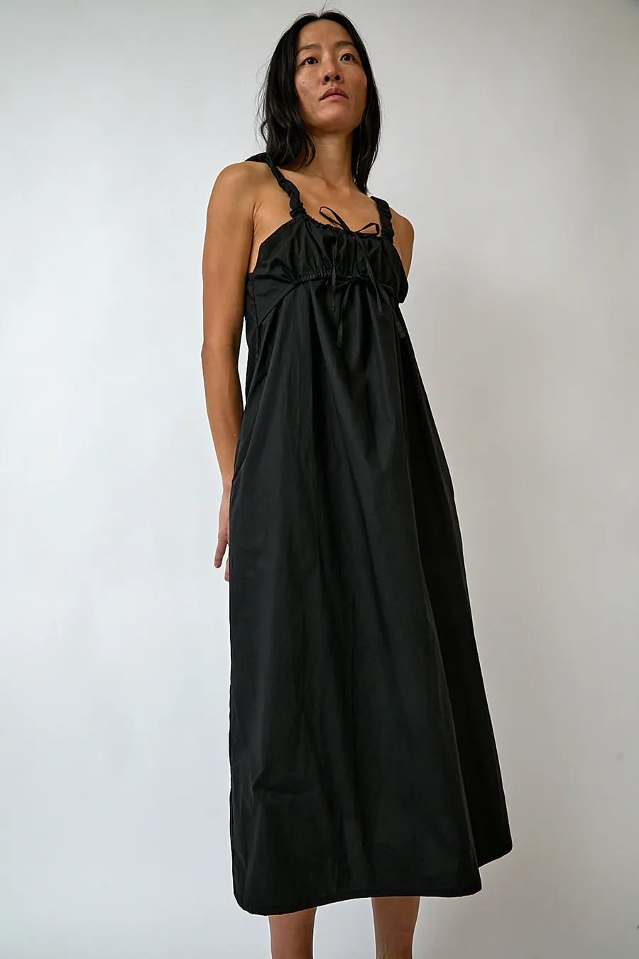 deiji studios ruched tie dress Deiji Studios Ruched Tie Dress in Black
