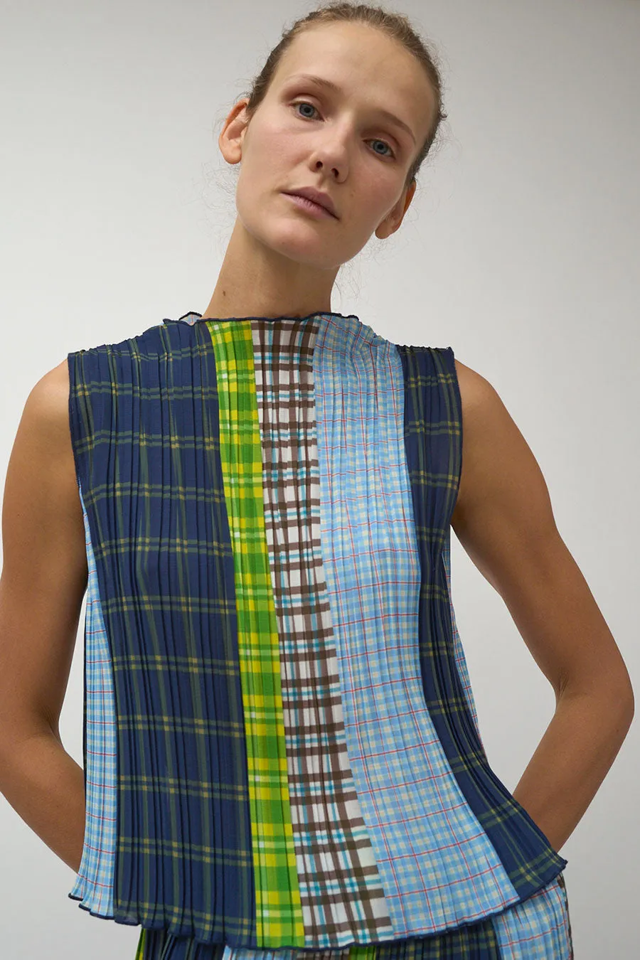 No.6 Erin Top in Blue Plaid Combo sold by No. 6