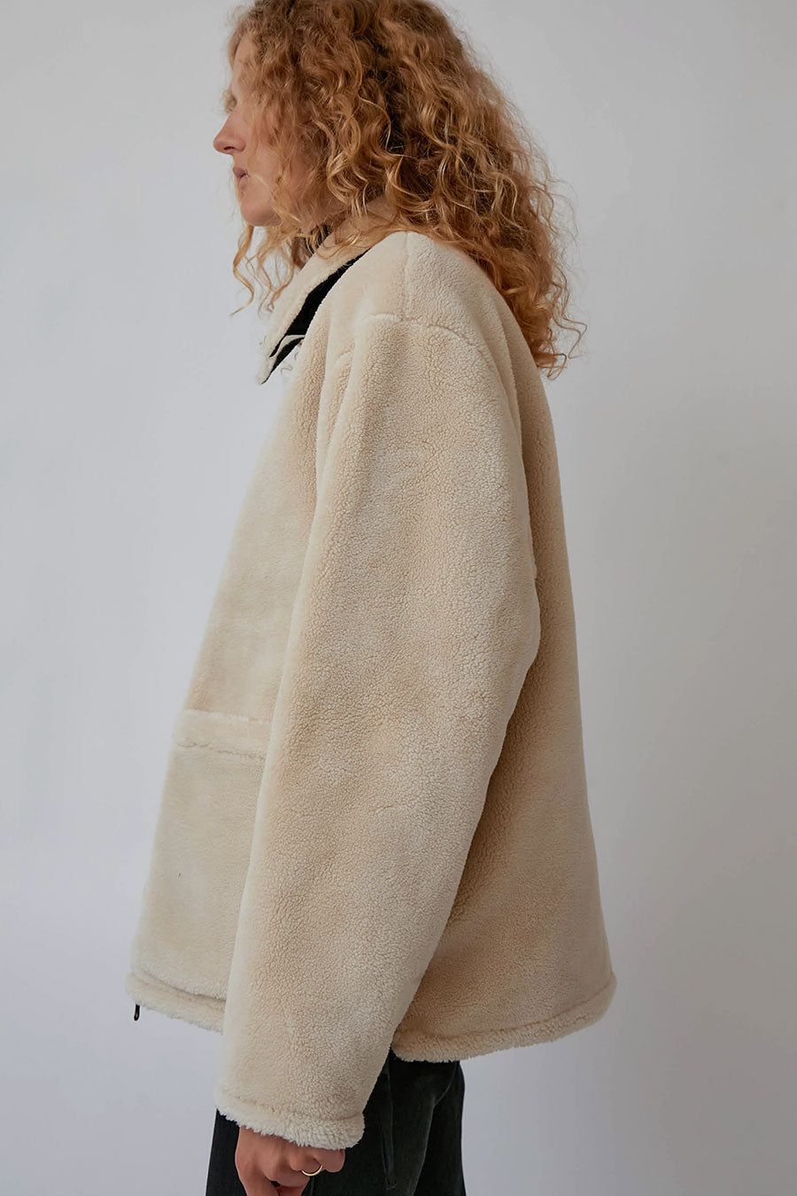 TAION Military Reversible Bal Collar Down Jacket in Black with Cream Fleece sold by No. 6 product image thumbnail 2