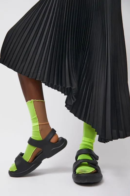 Marios Bicolor Mesh Ankle Socks in Yellow Fluo and Nude sold by No. 6