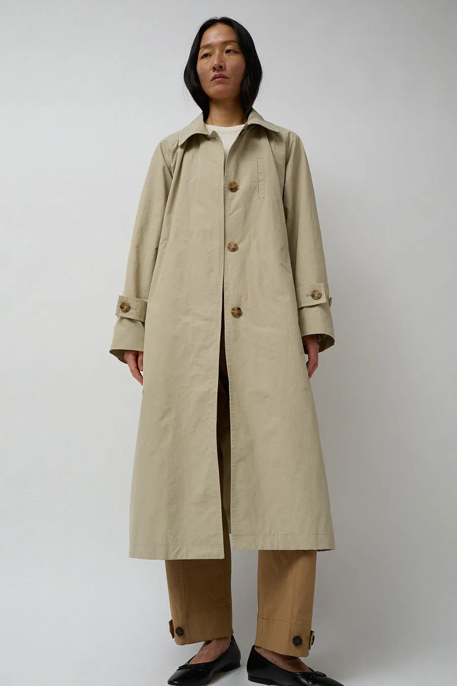 Mijeong Park Cotton Blend Long Trench in Stone sold by No. 6