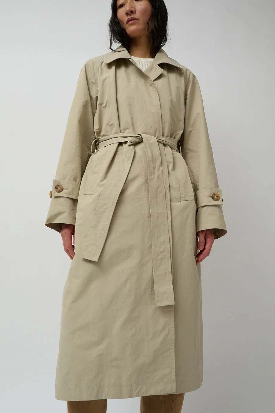 Mijeong Park Cotton Blend Long Trench in Stone sold by No. 6 product image thumbnail 4