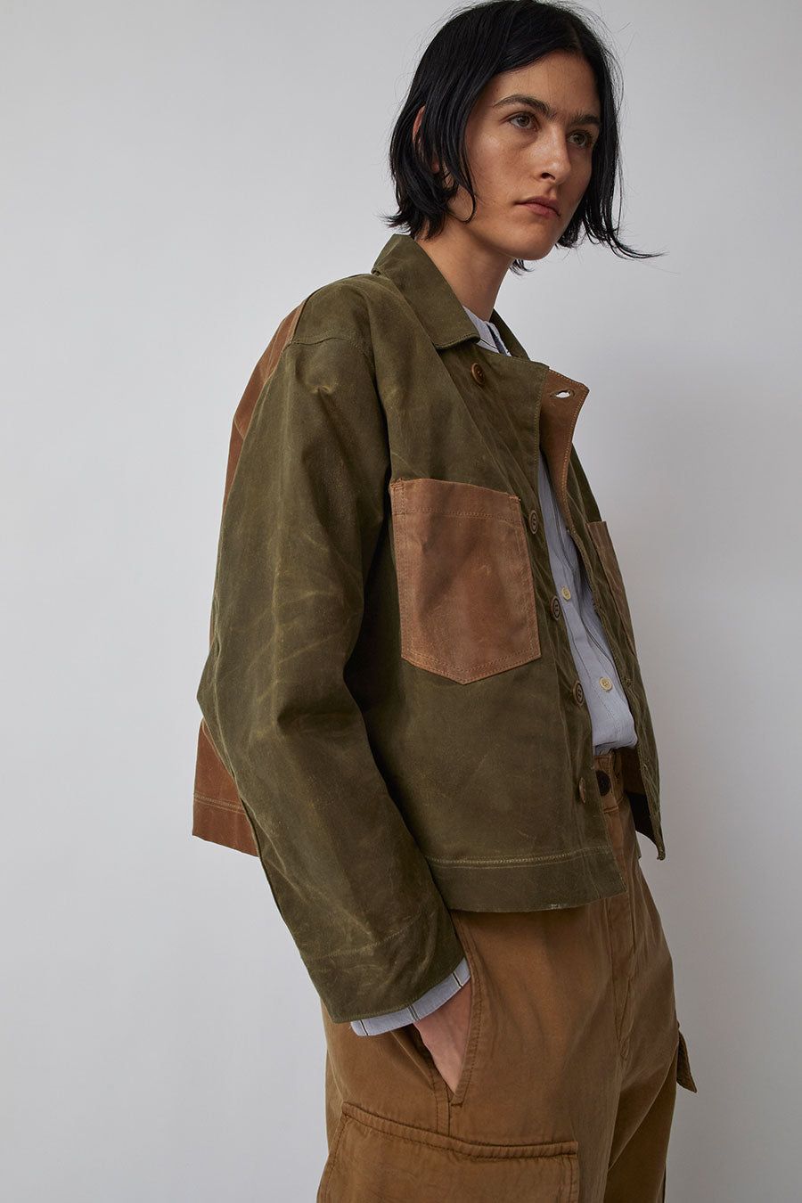 Emma Rothkopf Pine Jacket in Olive and Sienna Brown sold by No. 6 product image thumbnail 3