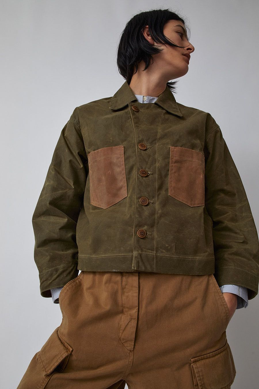 Emma Rothkopf Pine Jacket in Olive and Sienna Brown sold by No. 6 product image thumbnail 2