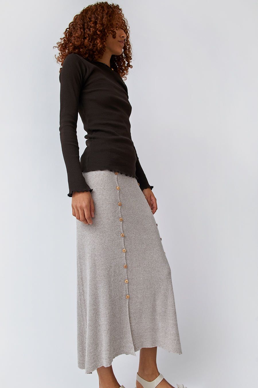 Baserange Loulou Skirt in Marron Melange sold by No. 6 product image thumbnail 2