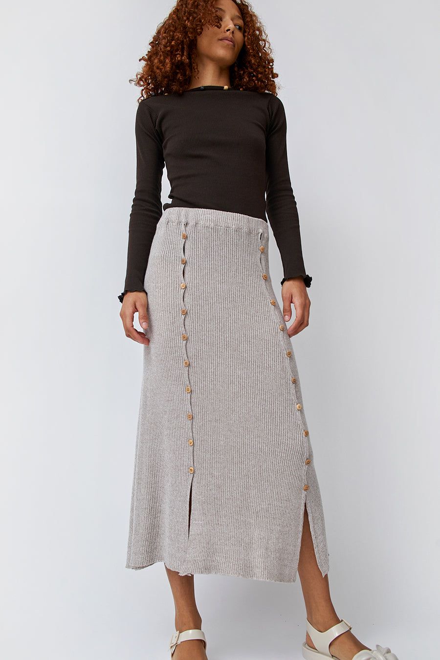 Baserange Loulou Skirt in Marron Melange sold by No. 6 product image thumbnail 3