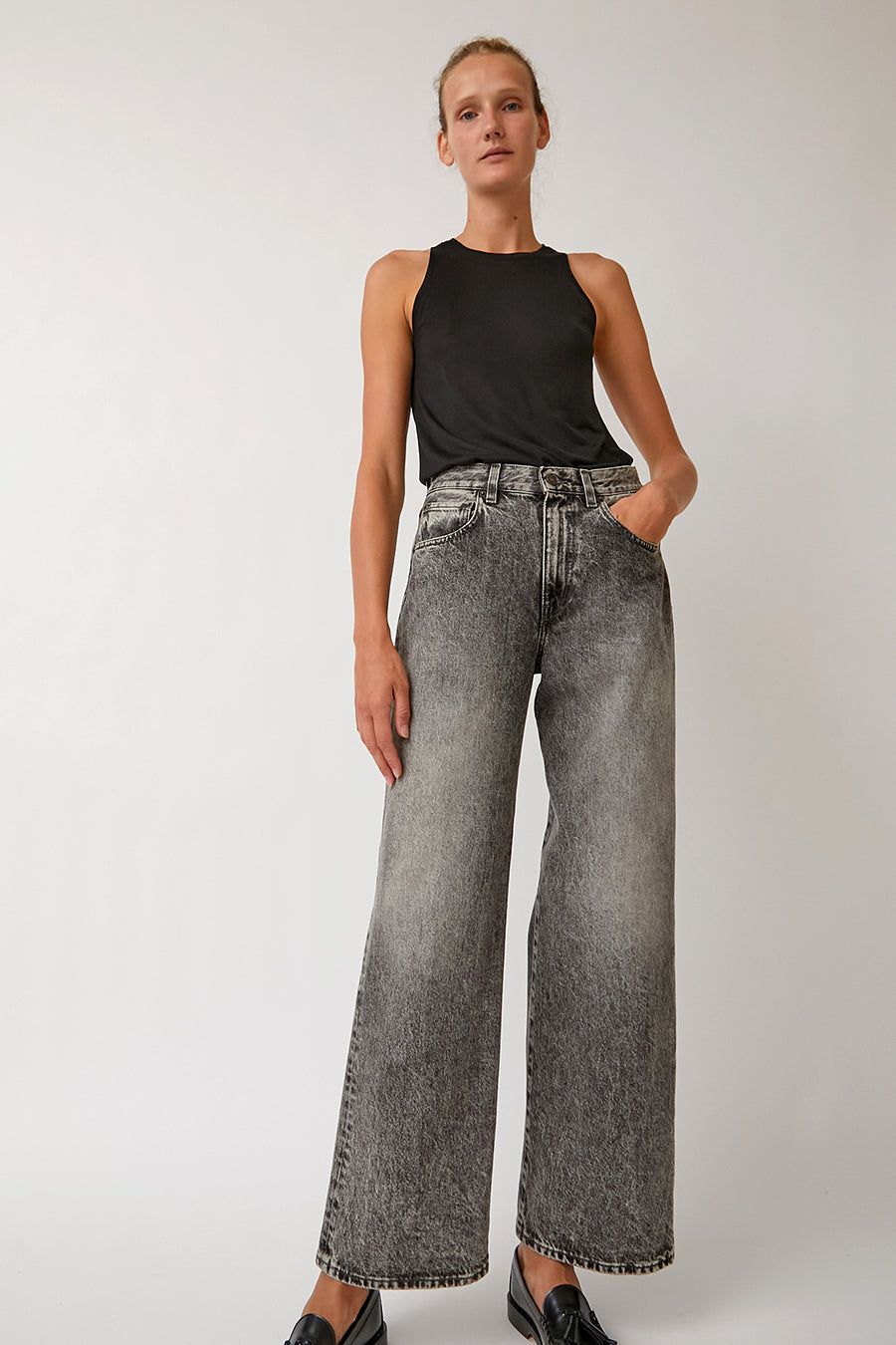 6397 Wide Jean in Worn Grey sold by No. 6