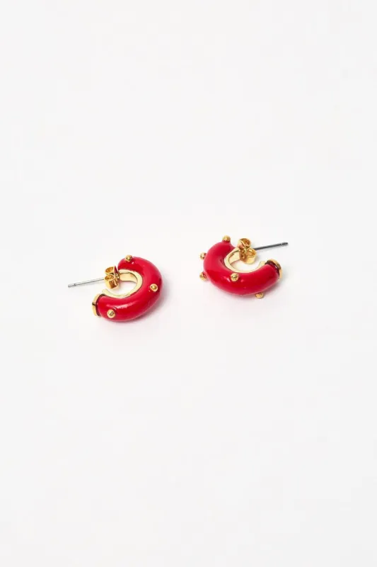 Hannayoo Works Mini Moon Earrings Set in Red sold by No. 6
