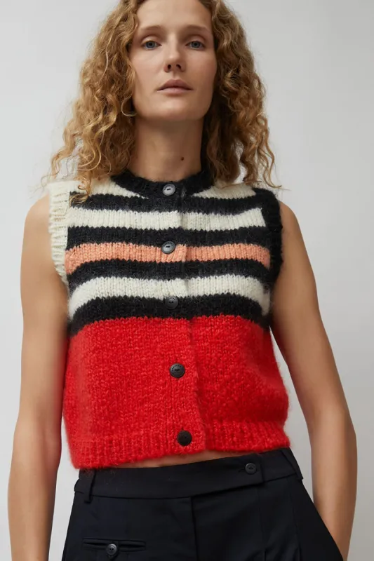 CORDERA Mohair Striped Waistcoat in Stripe sold by No. 6