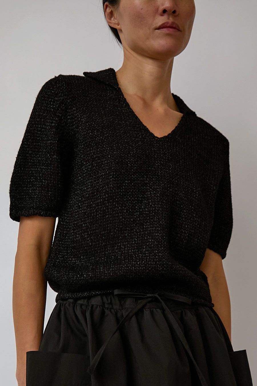 Nothing Written Paper Polo Pullover in Black sold by No. 6