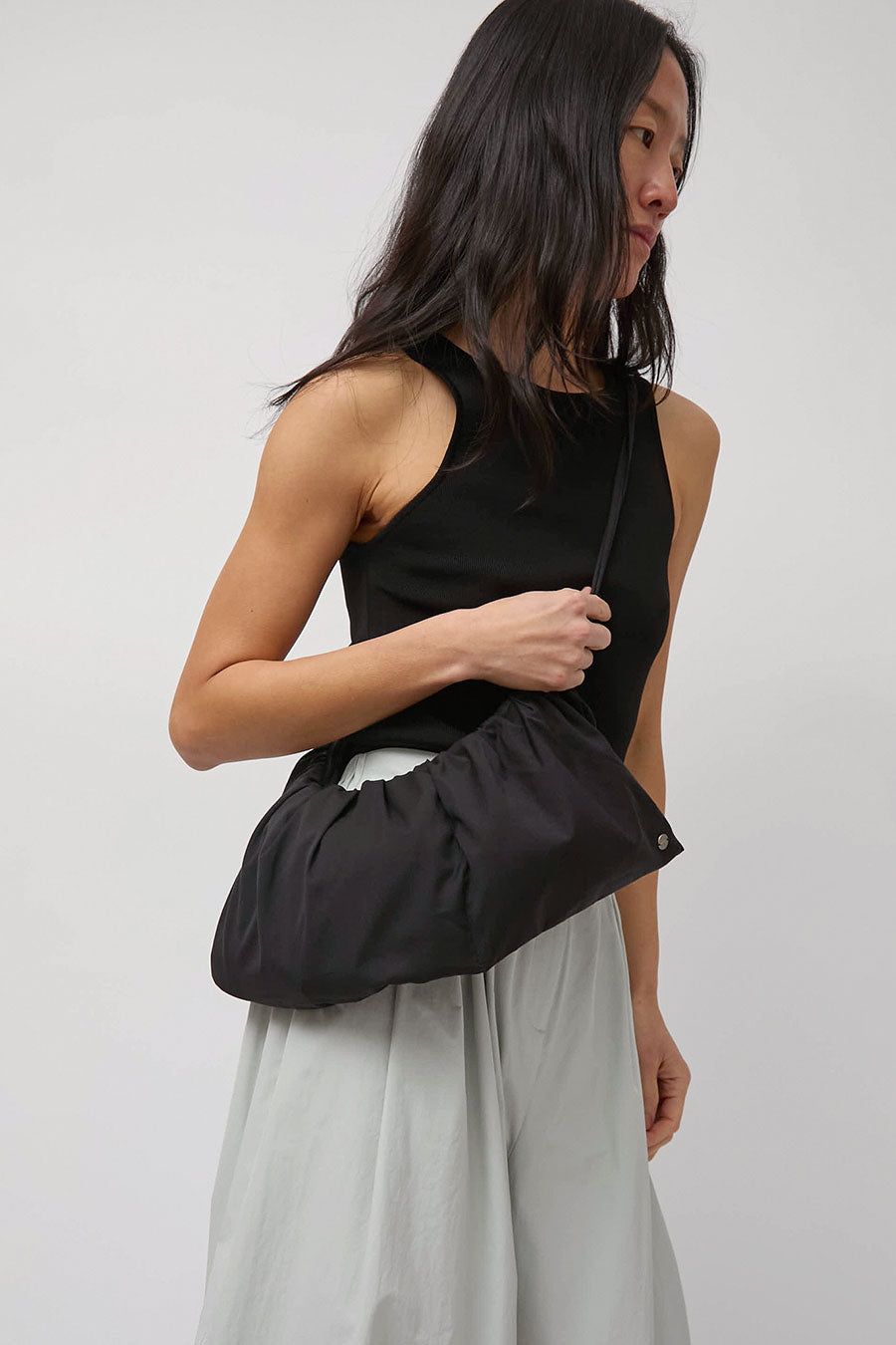 ★GIOIELLIATE★SHIRRING NYLON BAG★ Black Shirring Tote by AMOMENTO on Sale