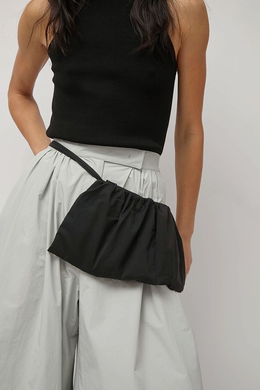 ★GIOIELLIATE★SHIRRING NYLON BAG★ Black Shirring Tote by AMOMENTO on Sale