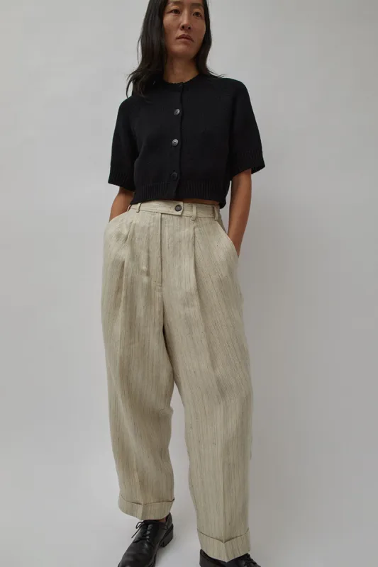 CORDERA Slub Linen Masculine Pants in Cream made by No. 6