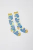 Henrik Vibskov Fuzzy Flower Femme Socks in Fuzzy Yellow Blue sold by No. 6