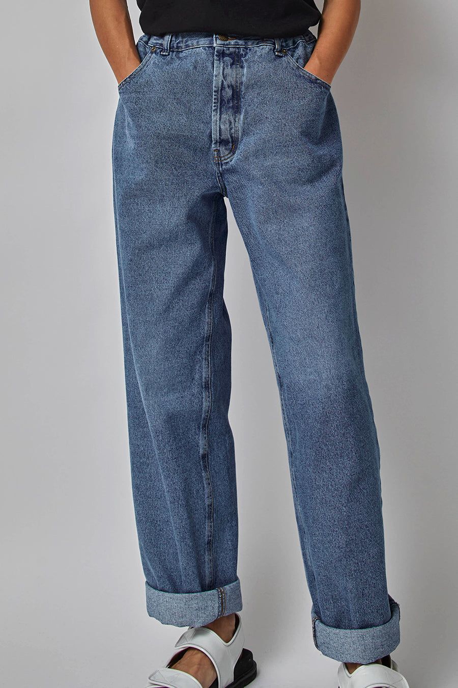 Sultan Wash Elastic Baggy Jeans in Medium Blue sold by No. 6 product image thumbnail 6