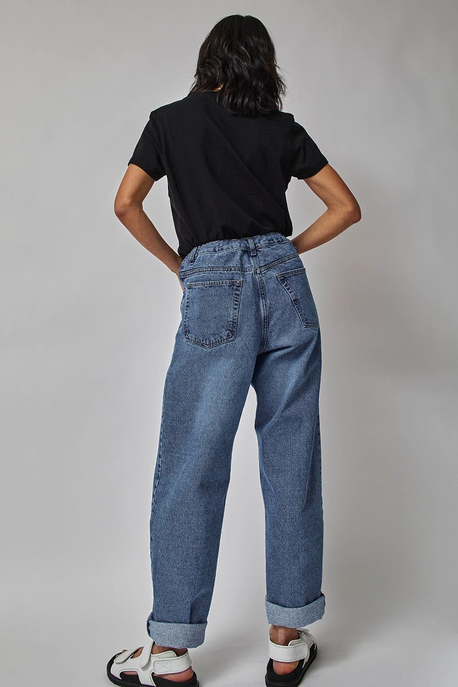 Sultan Wash Elastic Baggy Jeans in Medium Blue sold by No. 6 product image thumbnail 5