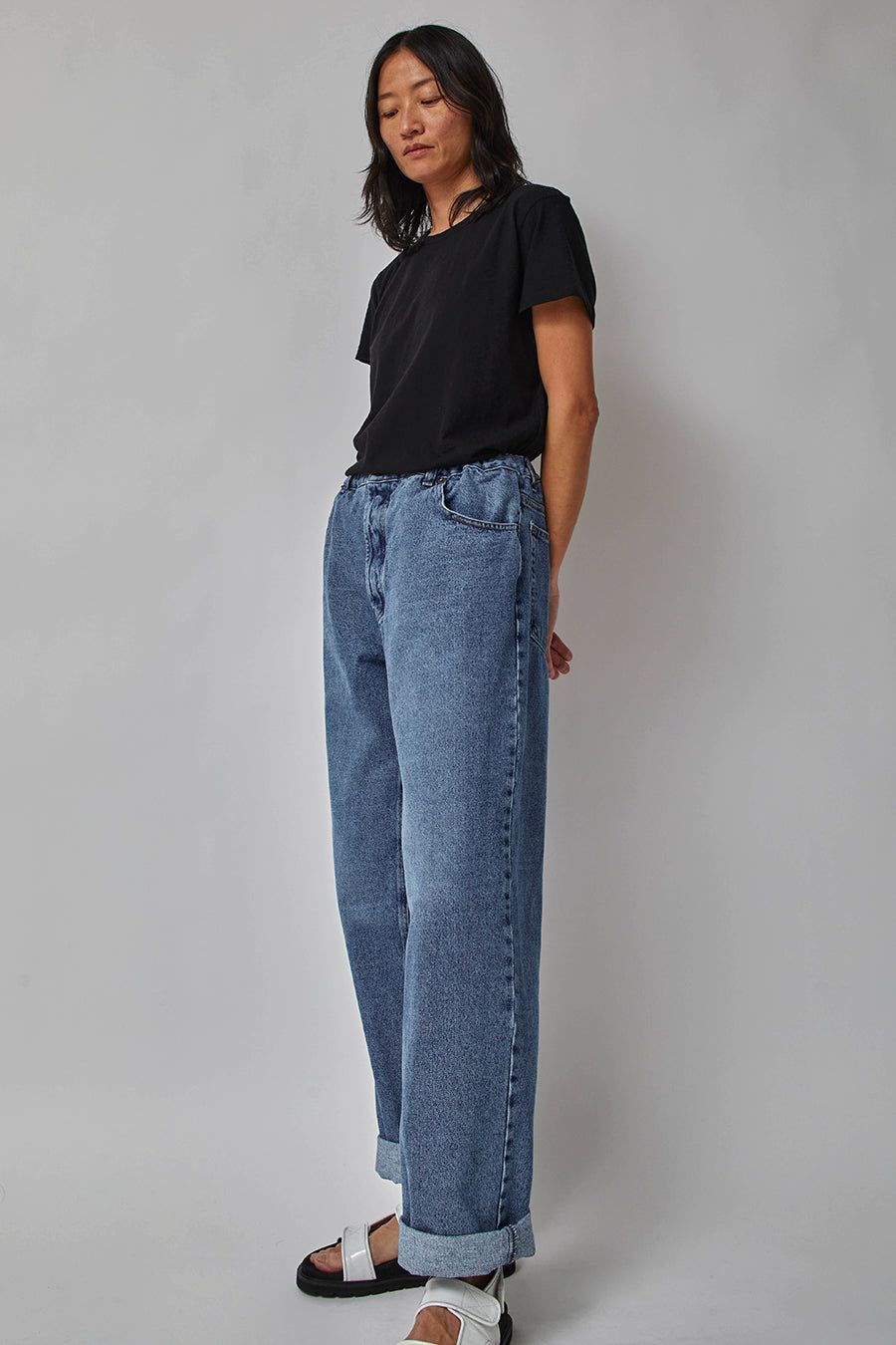 Sultan Wash Elastic Baggy Jeans in Medium Blue sold by No. 6 product image thumbnail 4