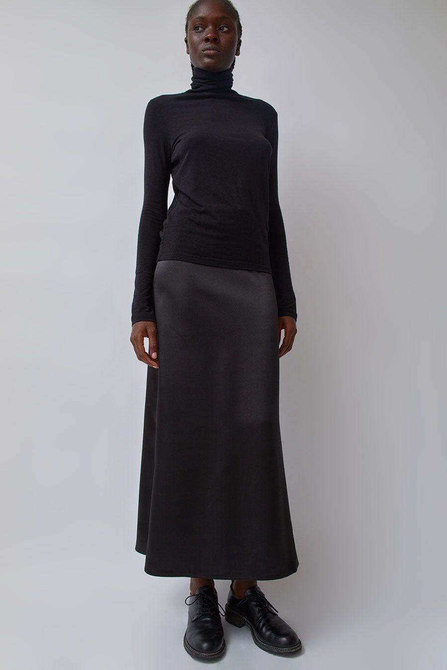 Mijeong Park Stretch Satin Maxi Skirt in Black sold by No. 6 product image thumbnail 2
