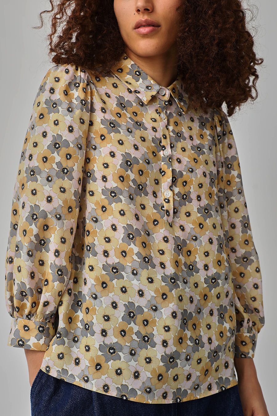 No.6 Esme Shirt in Grey Pink and Yellow Pansy sold by No. 6 product image thumbnail 2