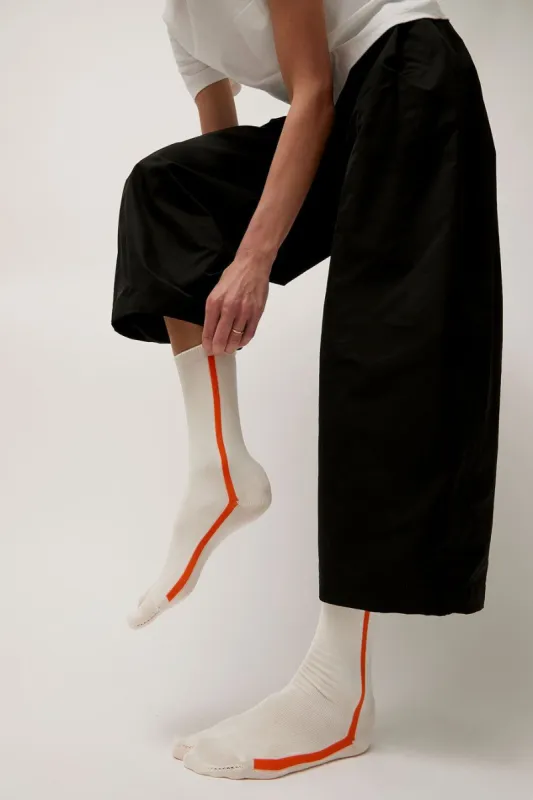 Tabito Tabi Line Socks in Natural and Orange sold by No. 6