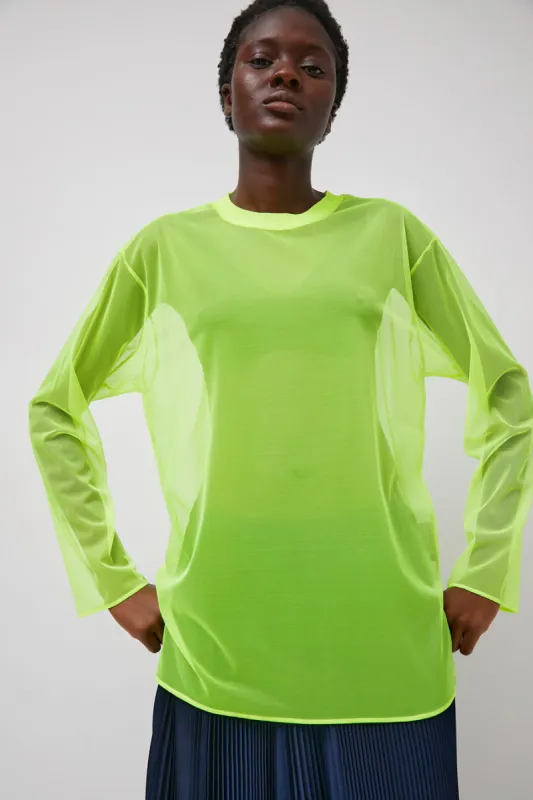 Marios Long Sleeve Mesh T-Shirt in Yellow Fluo sold by No. 6