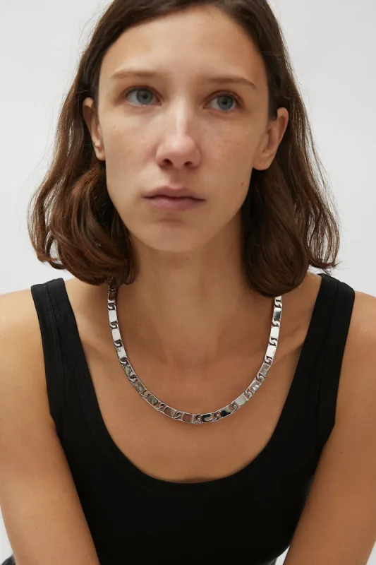 Numbering Rectangle Chain Link Necklace in Silver sold by No. 6