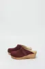 No.6 Bridget Clog on Mid Wedge in Burgundy Suede sold by No. 6