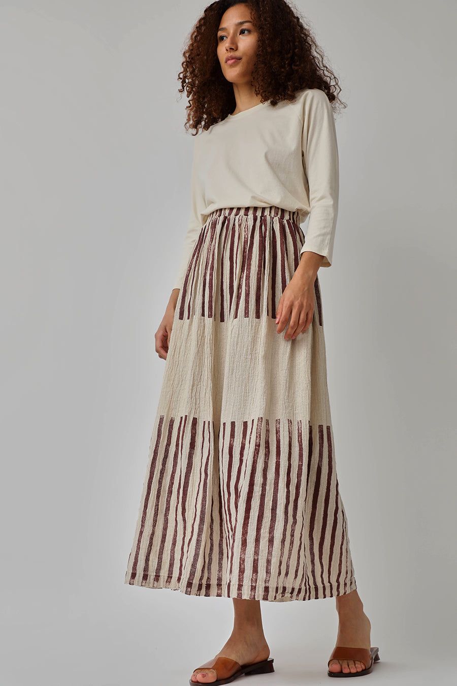 Black Crane Double Layered Skirt in Stripe Print sold by No. 6 product image thumbnail 3