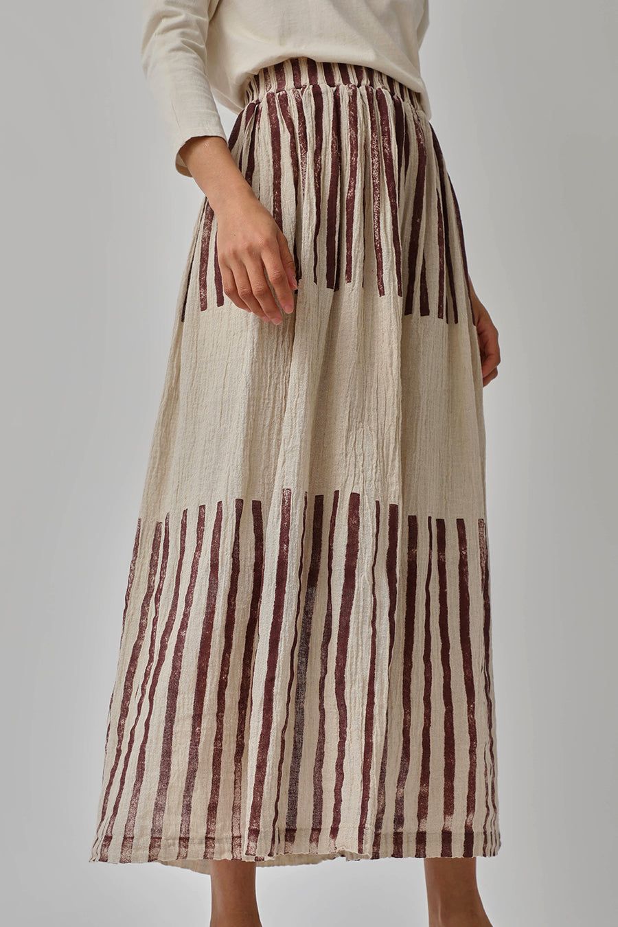 Black Crane Double Layered Skirt in Stripe Print sold by No. 6 product image thumbnail 2