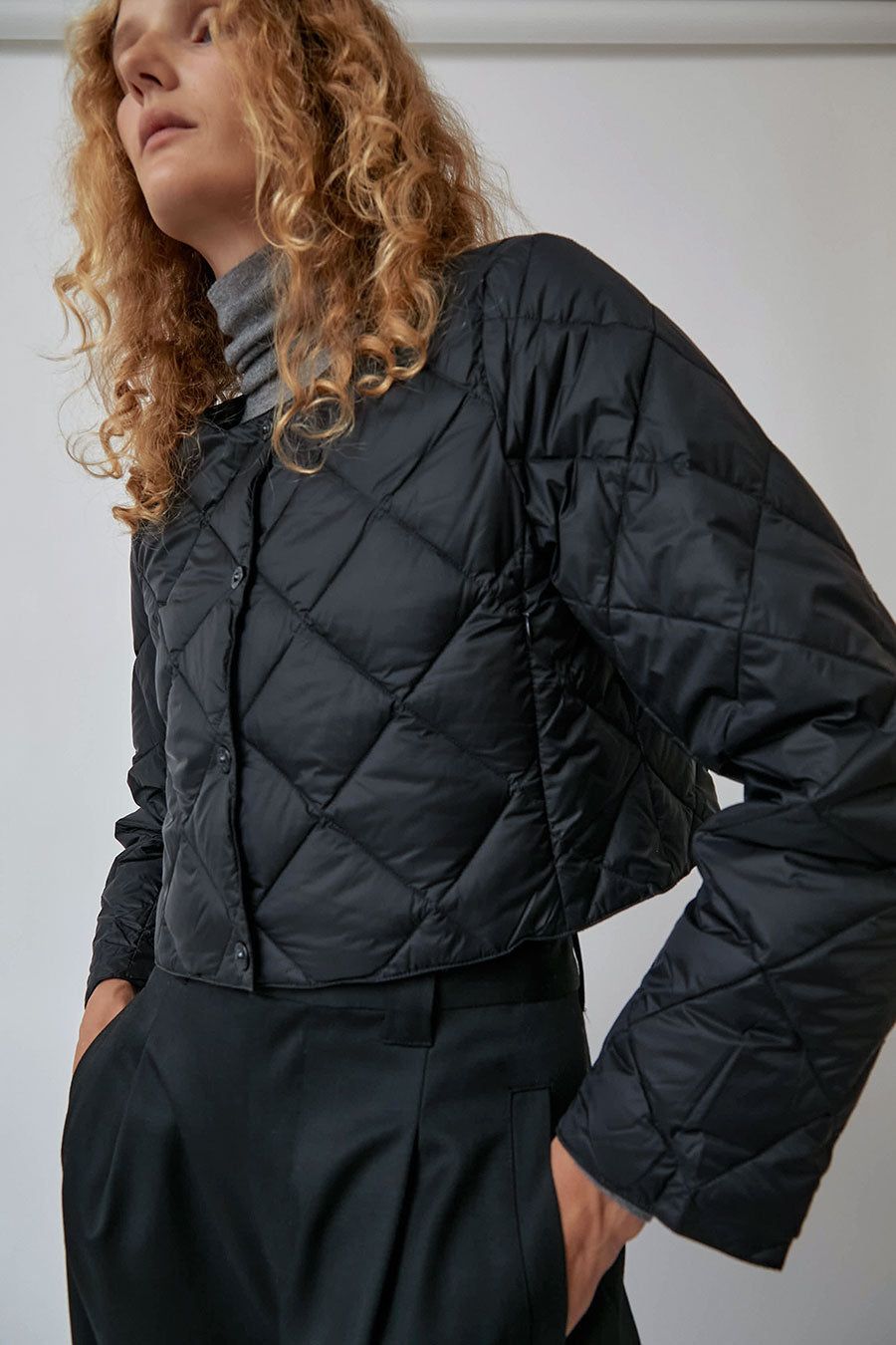 TAION City Crew Neck Bolero Down Jacket in Black sold by No. 6 product image thumbnail 3