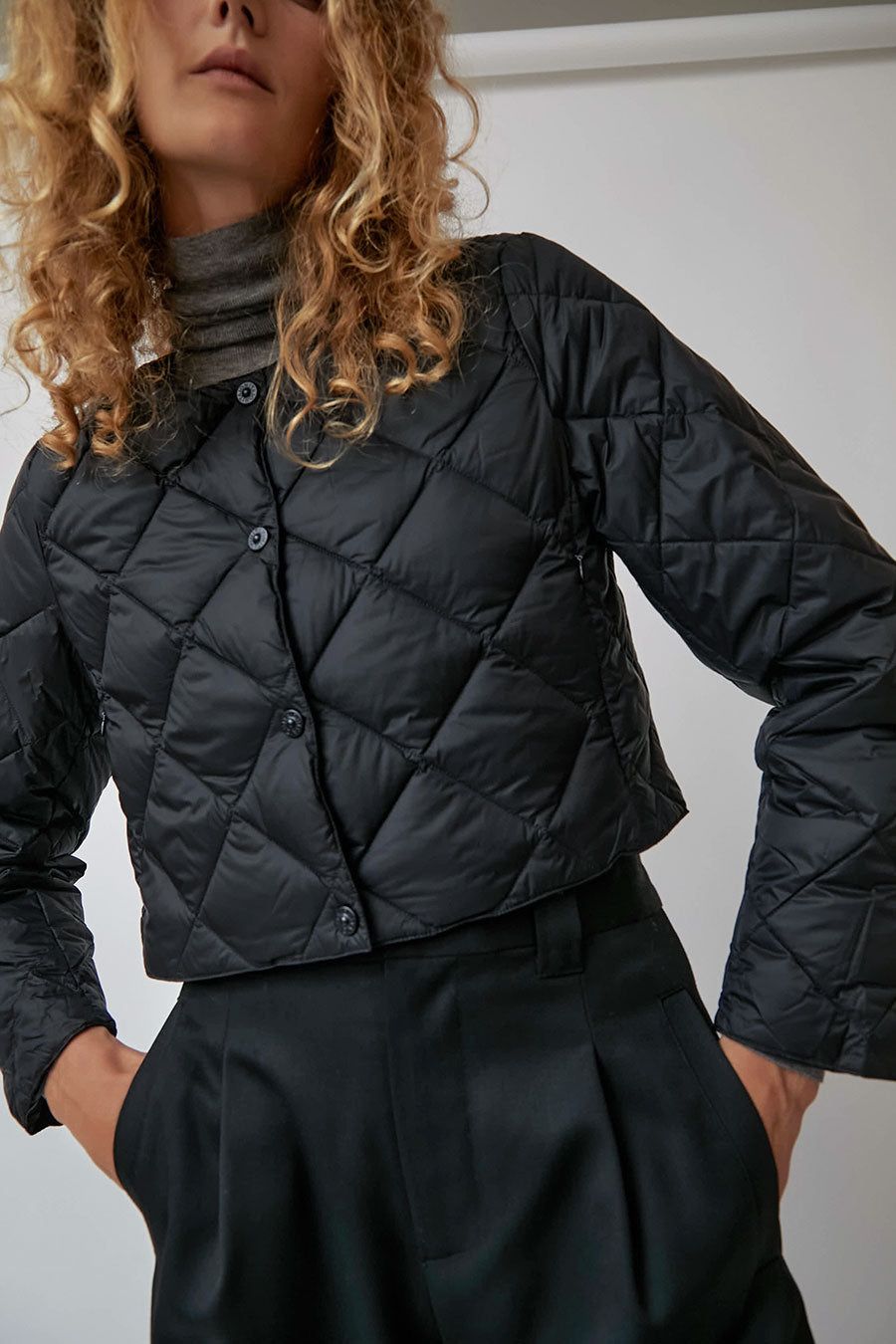 TAION City Crew Neck Bolero Down Jacket in Black sold by No. 6 product image thumbnail 2