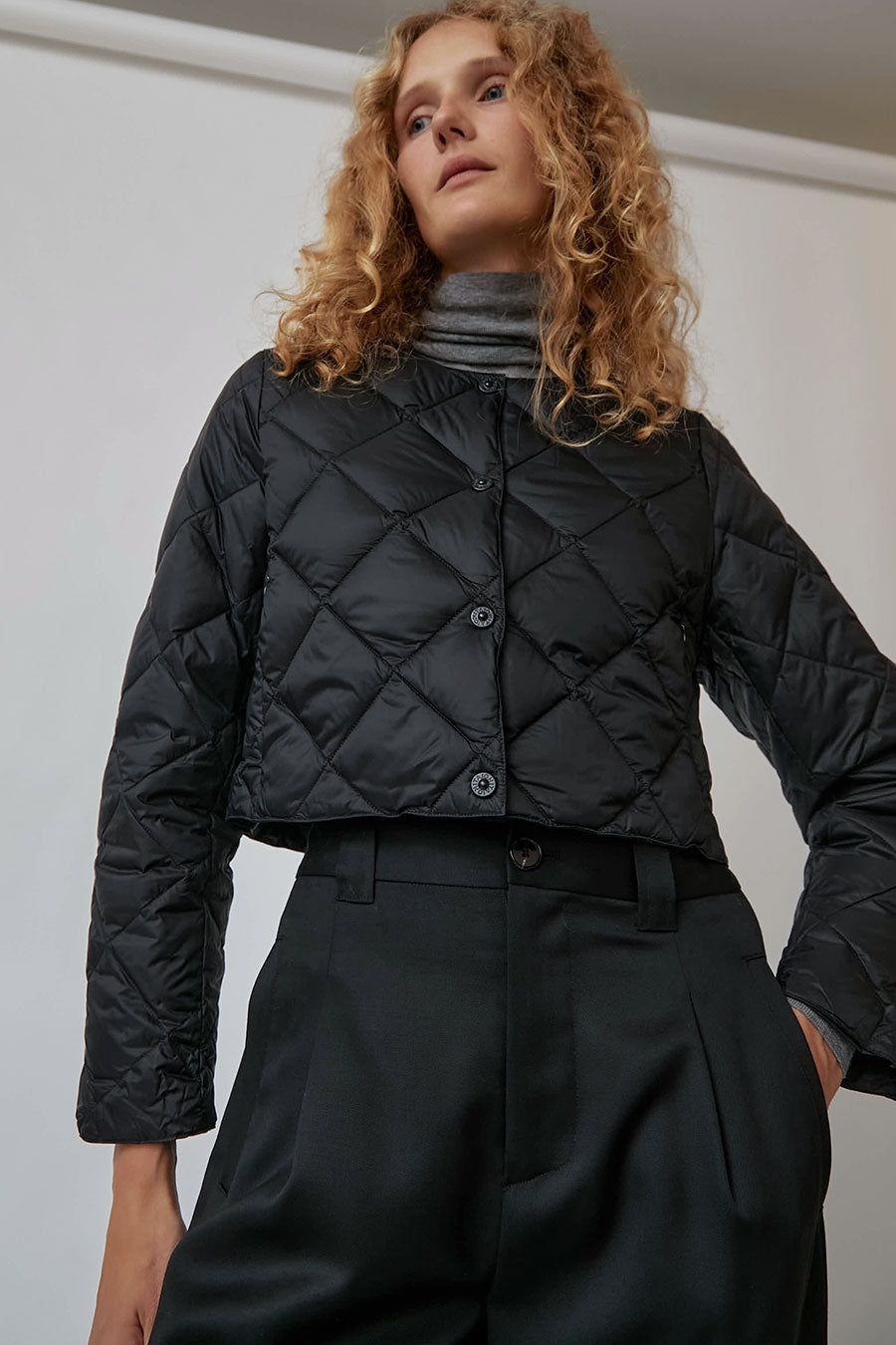 TAION City Crew Neck Bolero Down Jacket in Black sold by No. 6 product image thumbnail 5