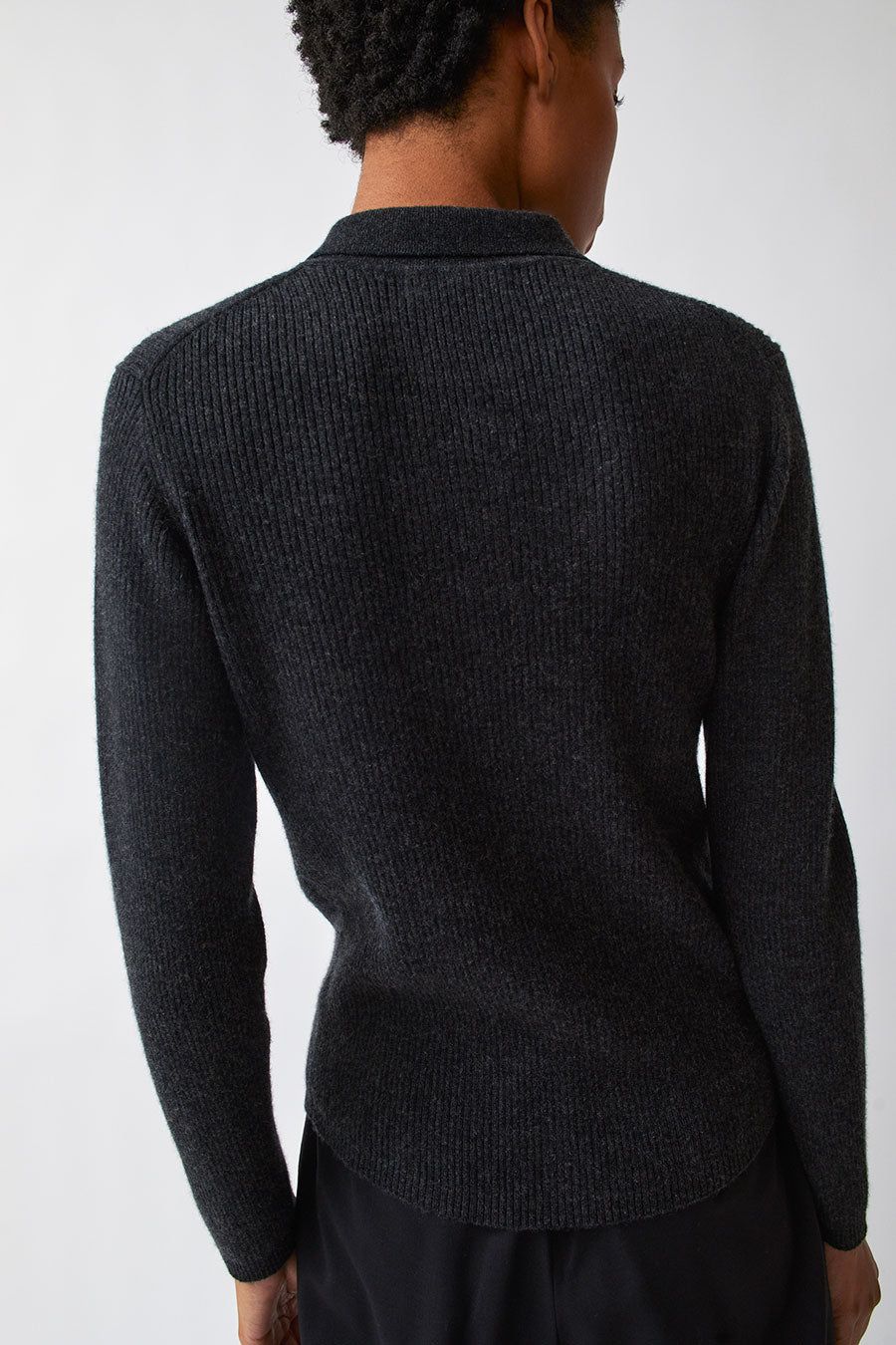 Modern Weaving Rib Collared Crop Cardigan in Black Melange sold by No. 6 product image thumbnail 6