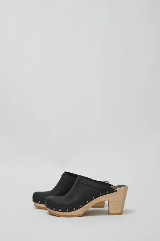 No.6 Old School Studded Clog on High Heel in Black sold by No. 6