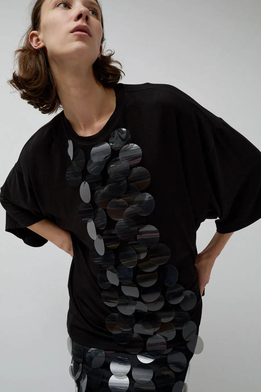 INSHADE Oversized T-Shirt with Sequins in Black sold by No. 6