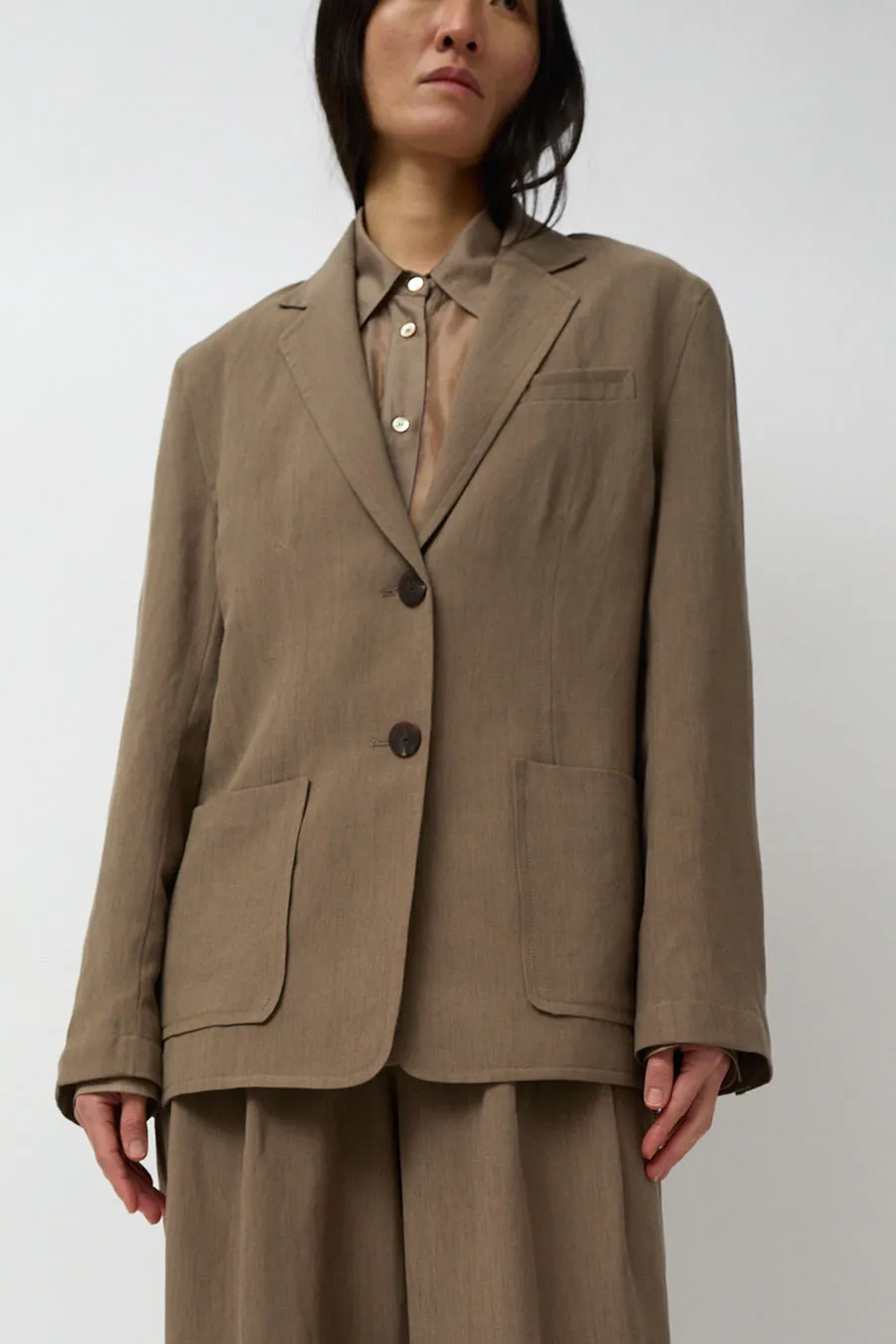 Mijeong Park Linen Blend Jacket in Dark Tan sold by No. 6 product image thumbnail 5