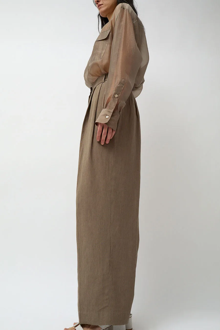 Mijeong Park Linen Blend Wide Leg Pants in Dark Tan sold by No. 6 product image thumbnail 4