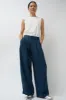 NYMANE Wes Pleat Pant in Indigo and Black Mud Paint Linen sold by No. 6