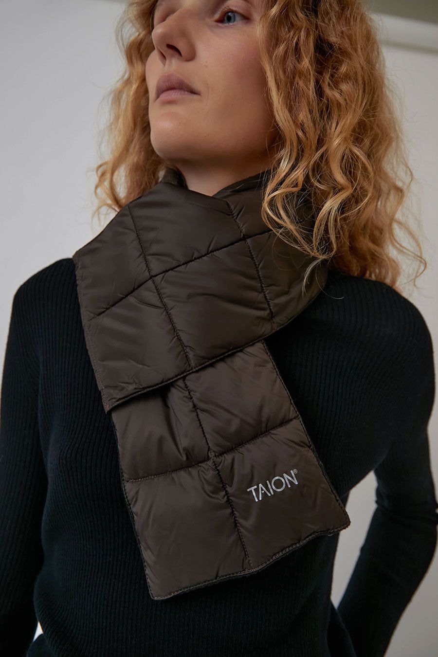 TAION Basic Down Scarf in Dark Brown sold by No. 6 product image thumbnail 3