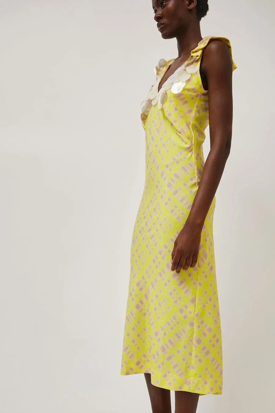 INSHADE V Neck Sequin Dress in Light Yellow Plaid sold by No. 6 product image thumbnail 5