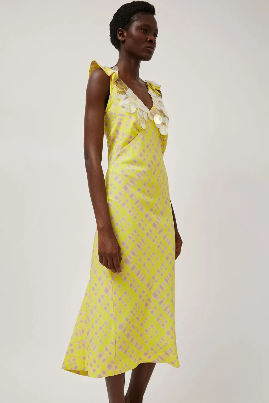 INSHADE V Neck Sequin Dress in Light Yellow Plaid sold by No. 6 product image thumbnail 4