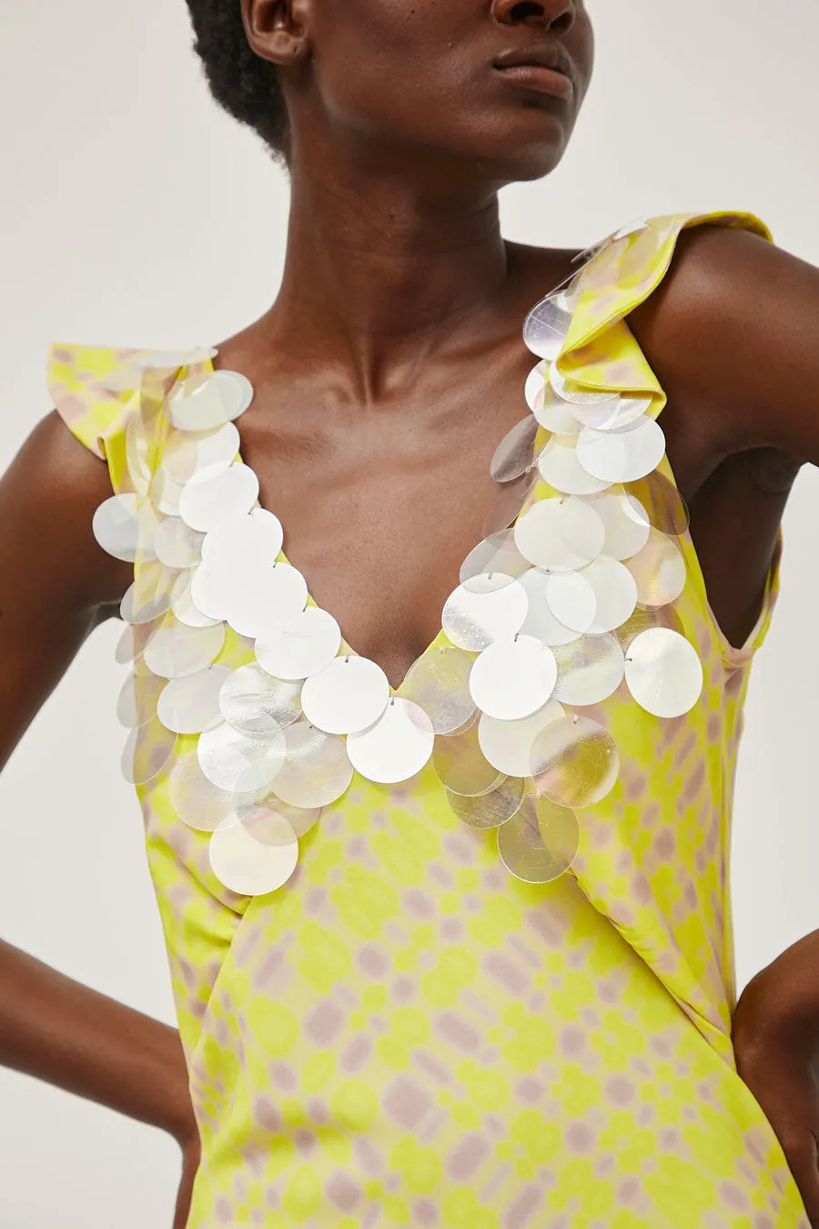 INSHADE V Neck Sequin Dress in Light Yellow Plaid sold by No. 6 product image thumbnail 2