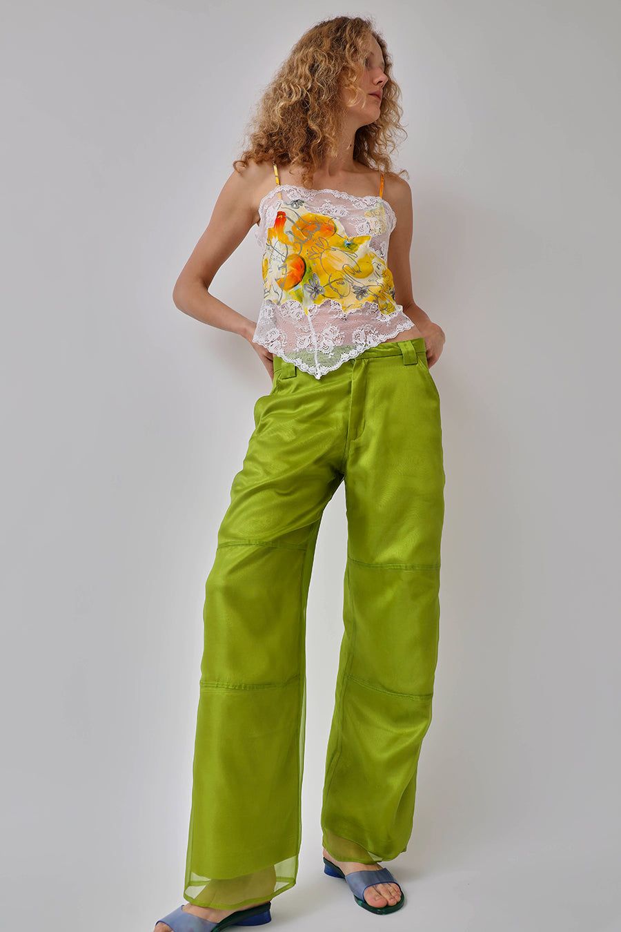 Collina Strada Lawn Pant in Lime Organza sold by No. 6