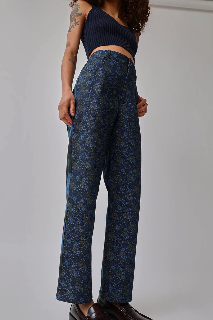 No.6 Agatha Pant in Navy French Floral and Ink Blot sold by No. 6