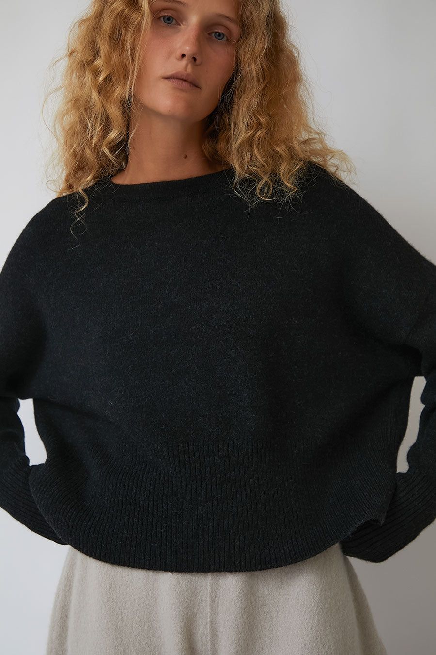 Lauren Manoogian High Waist Crewneck in Black Melange sold by No. 6