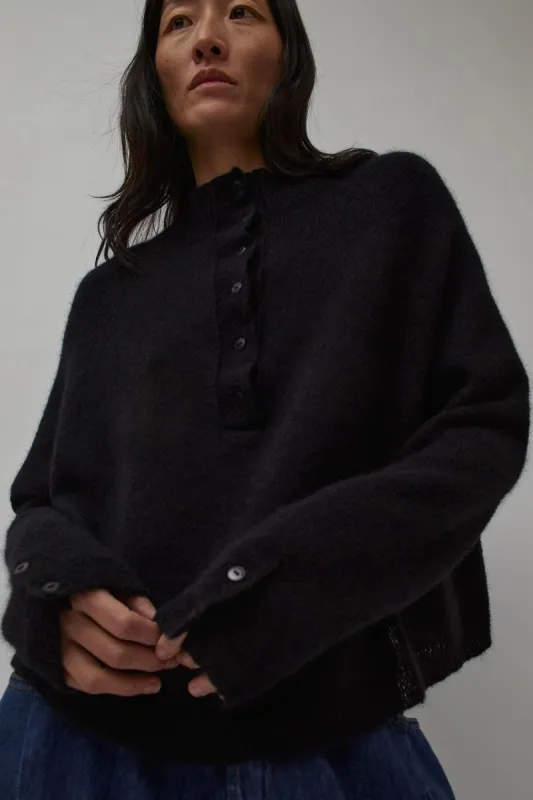 CORDERA Baby Alpaca Polo Sweater in Black sold by No. 6