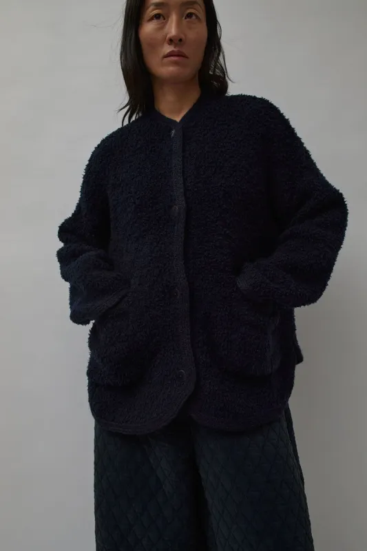 CORDERA Wool Teddy Jacket in Navy made by No. 6