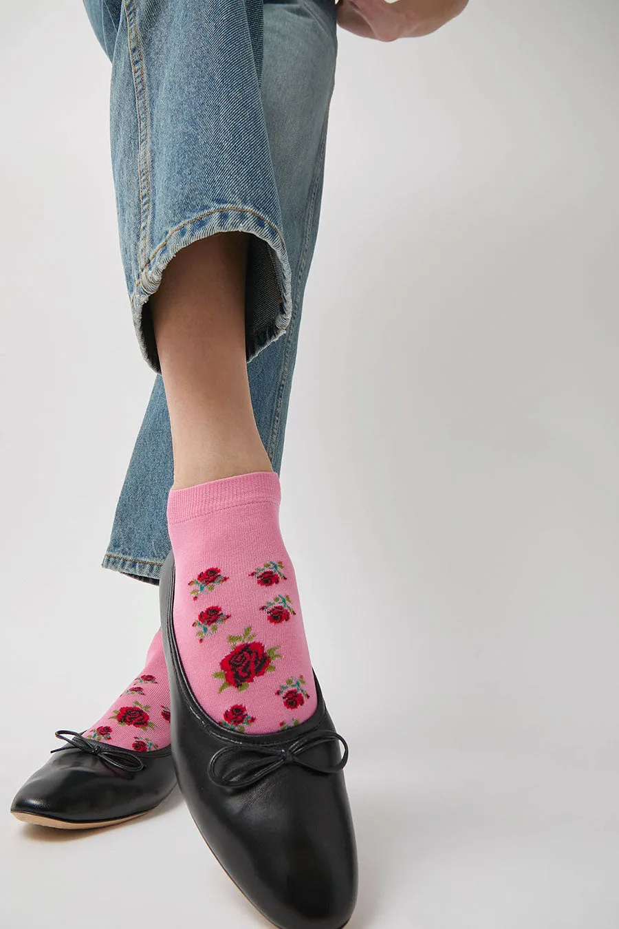 Maria La Rosa Rose Sneaker Socks in Pink and Red Rose sold by No. 6 product image thumbnail 2