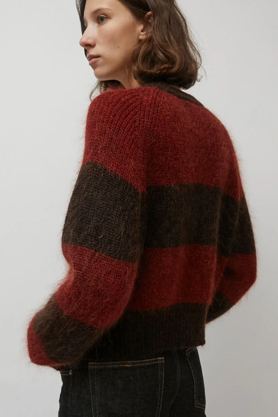 YMC Foxtail Stripe Cardigan in Red Brown sold by No. 6 product image thumbnail 4