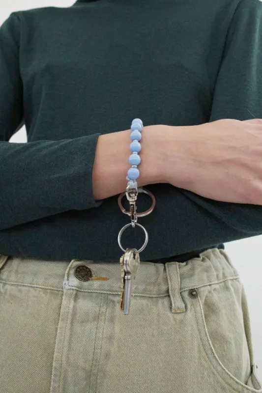 Ina Seifart Perlen Short Keyholder in Pastel Blue with Light Grey Thread made by No. 6